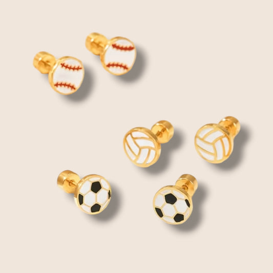 Gold Sports Screw Back Studs