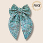 Teal Paisley Floral Luxe Bow