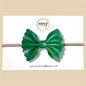 Green Scalloped Genuine Leather Bow