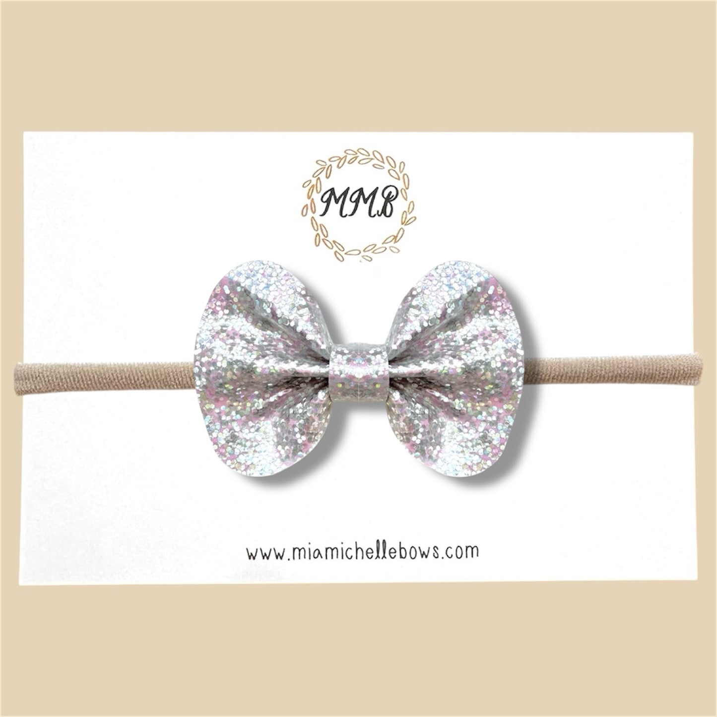 Pink & Silver Iridescent Glitter Bow