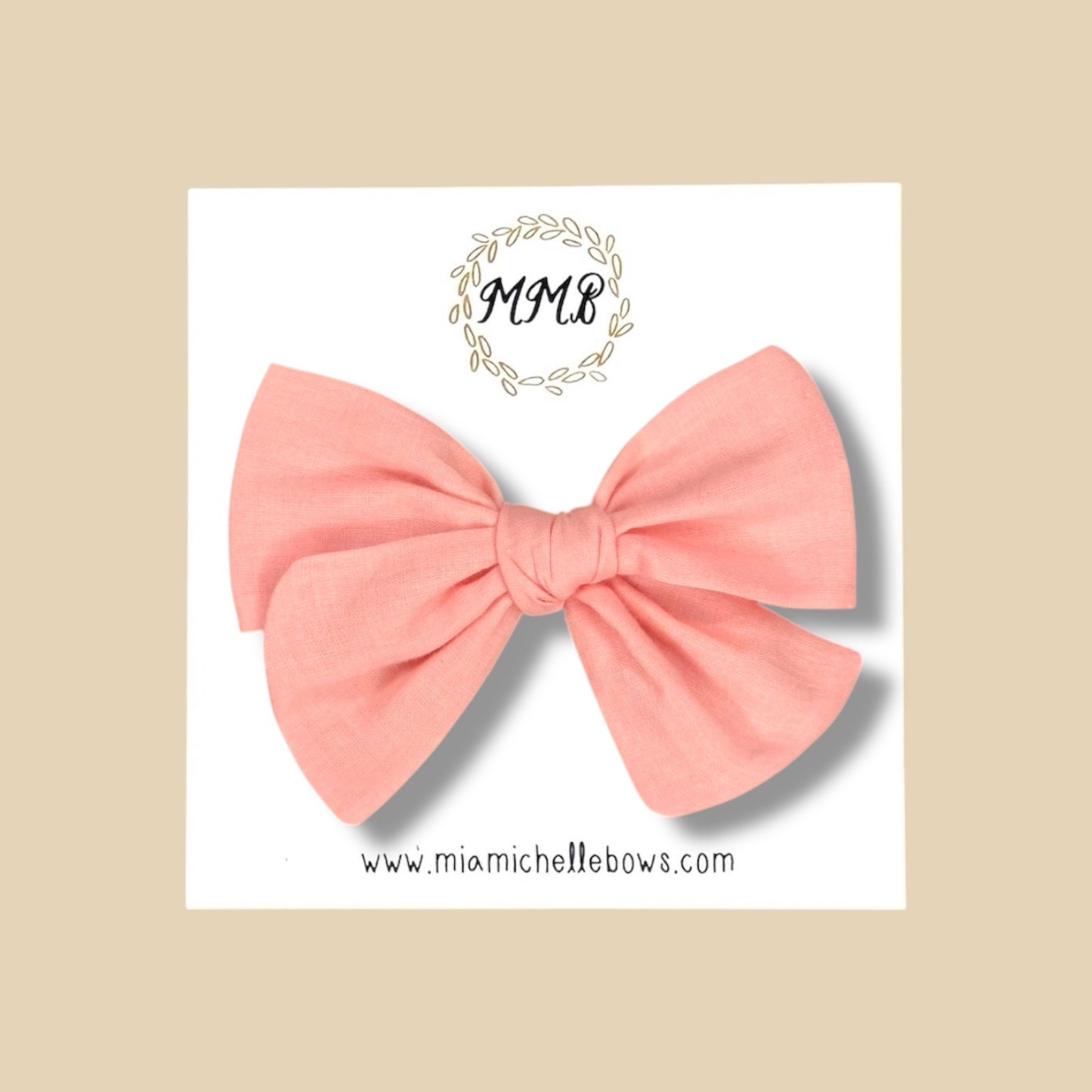 Hand-tied Peachy Pink Bow