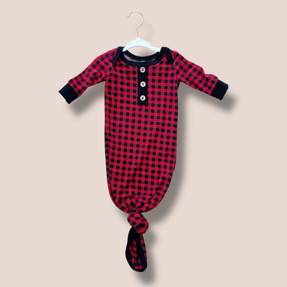 Handmade Buffalo Plaid Knotted Gown