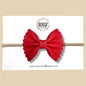 Red Pebbled Scalloped Genuine Leather Bow