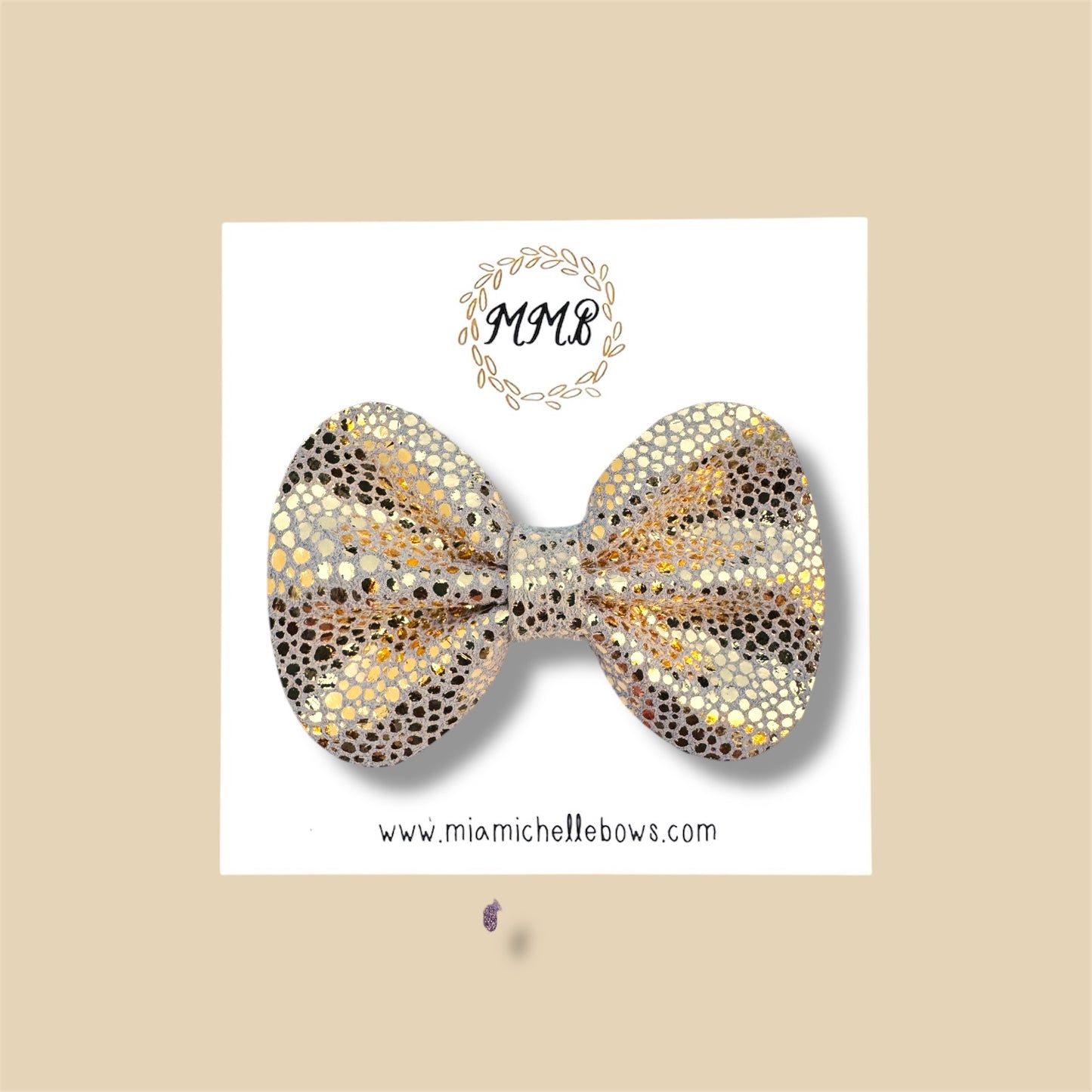Gold Speckled Genuine Leather Bow