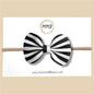 Black & White Striped Vegan Leather Bow