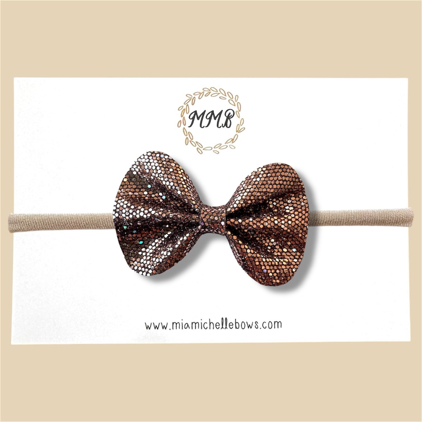 Brown Disco Glitter Bow
