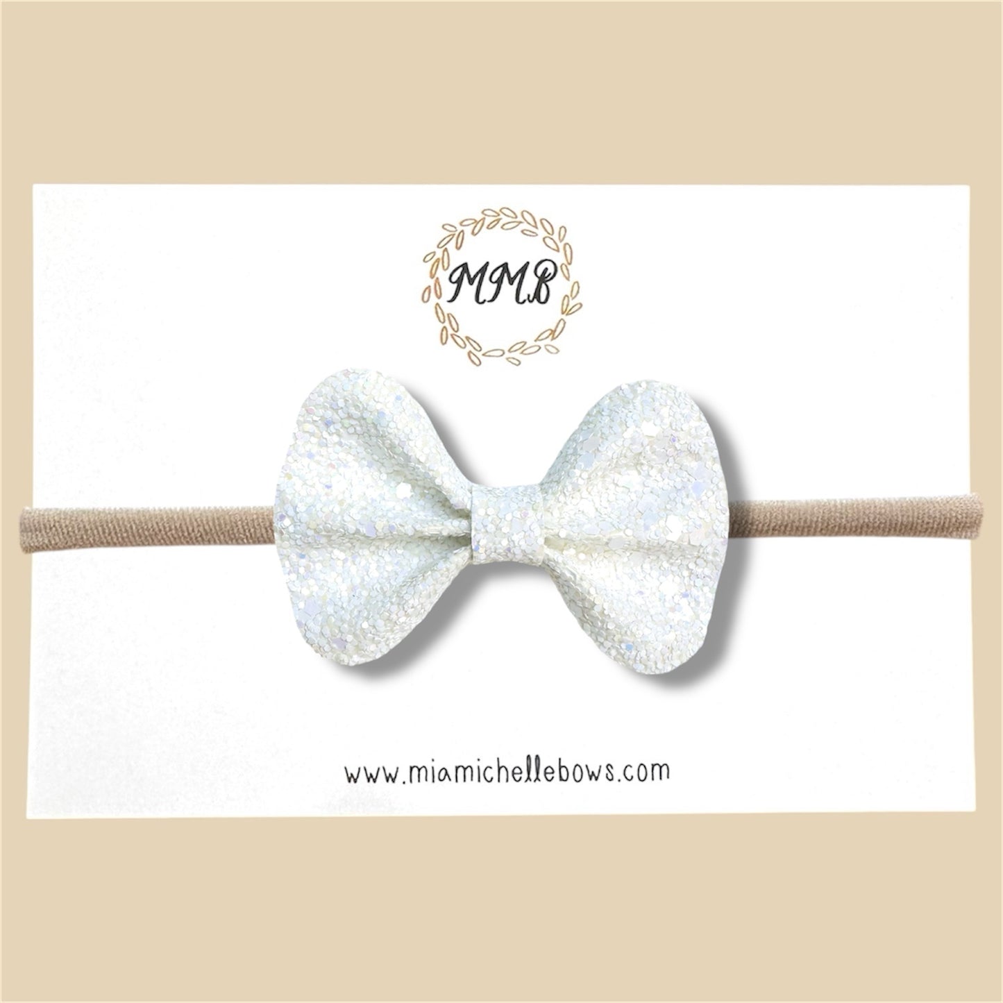 White Glitter Bow
