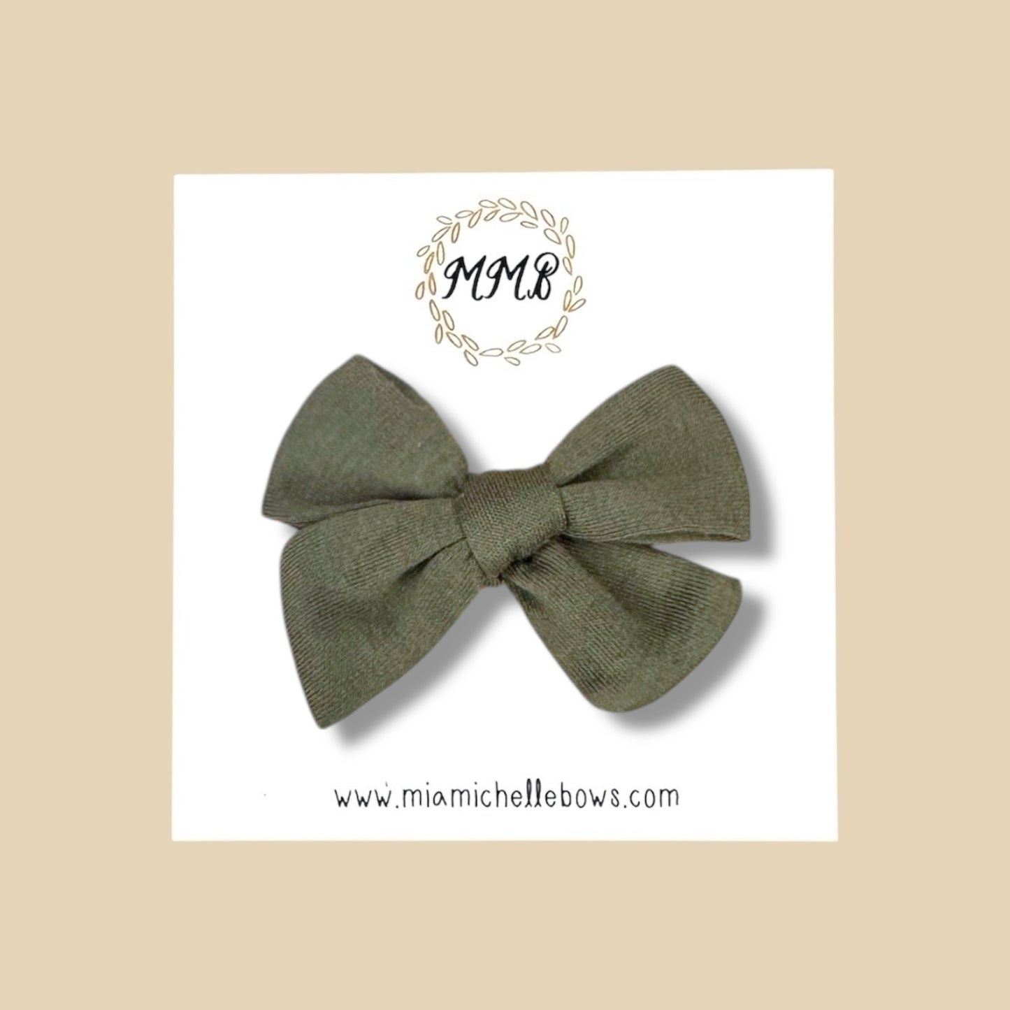 Olive Stretch Knit Hand Tied Bow