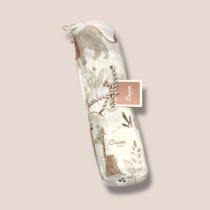 Cotton Gauze Muslin Swaddle —Safari Print