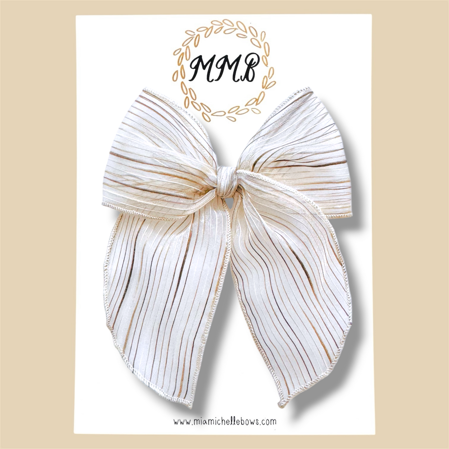 Sheer Neutral Striped Fairytale Bow