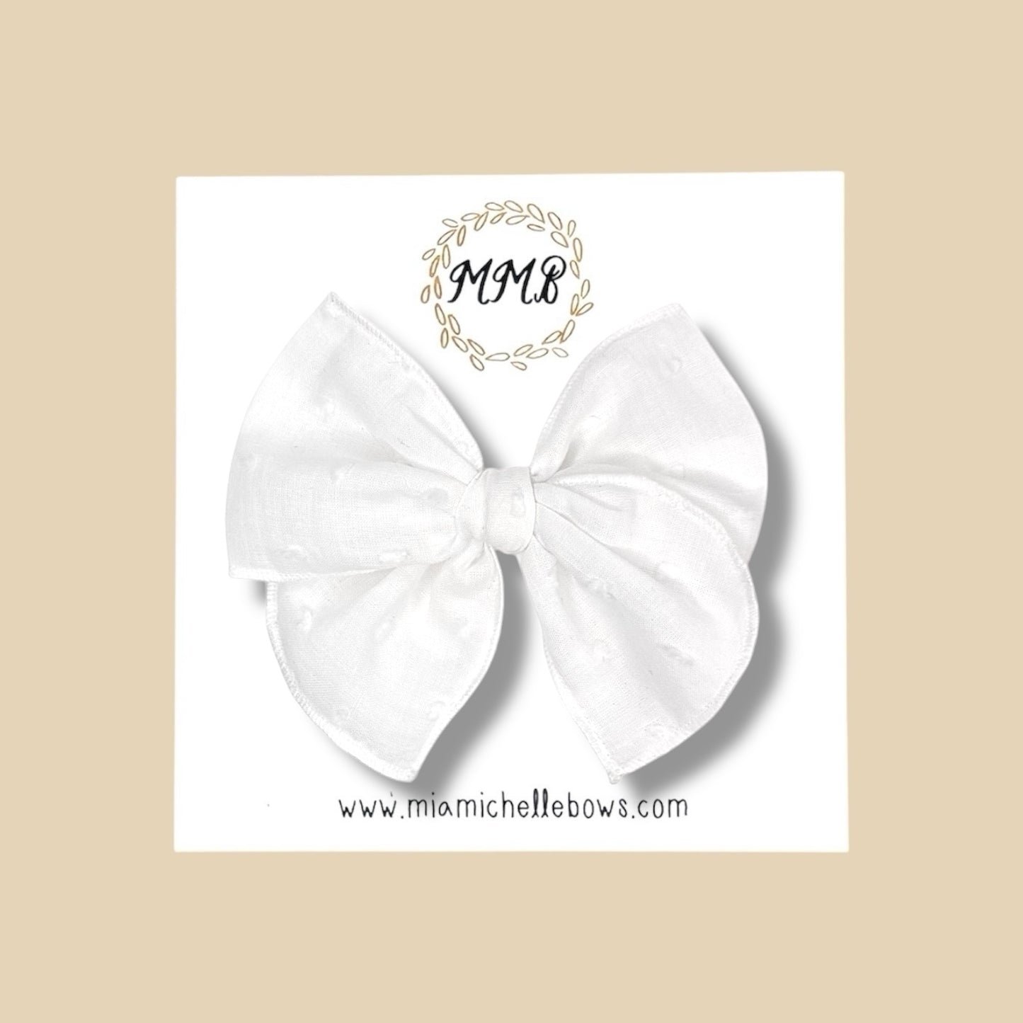 White Swiss Dot Fairytale Bow