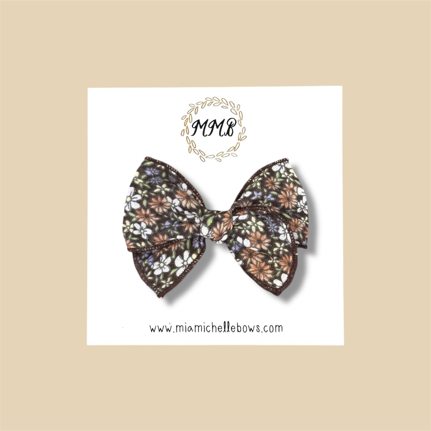 Brown Floral Fairytale Bow