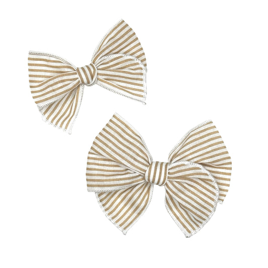 Tan Stiripes Fairytale Bow