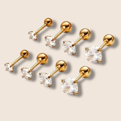 Round CZ Ball Screw Back Studs