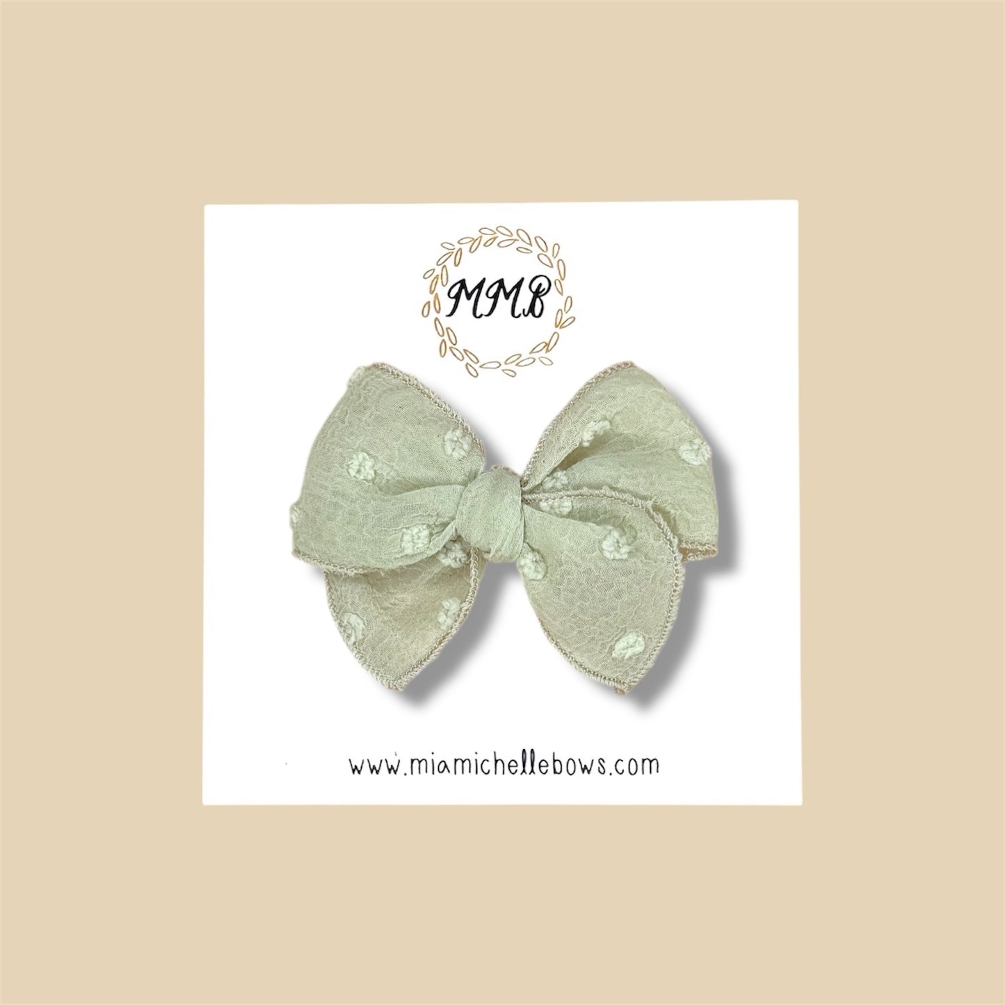 Sage Swiss Dot Fairytale Bow
