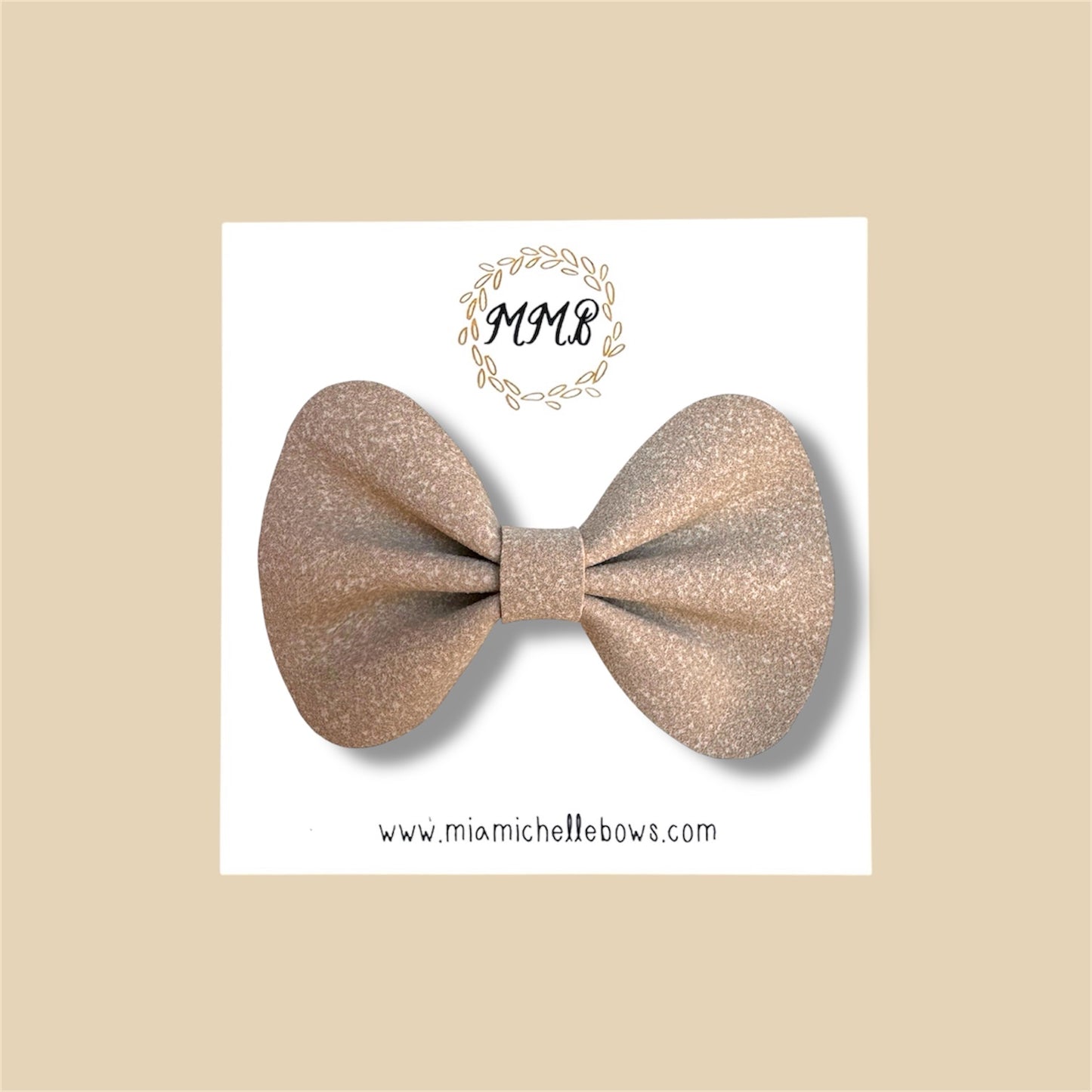 Tan Suede Vegan Leather Bow