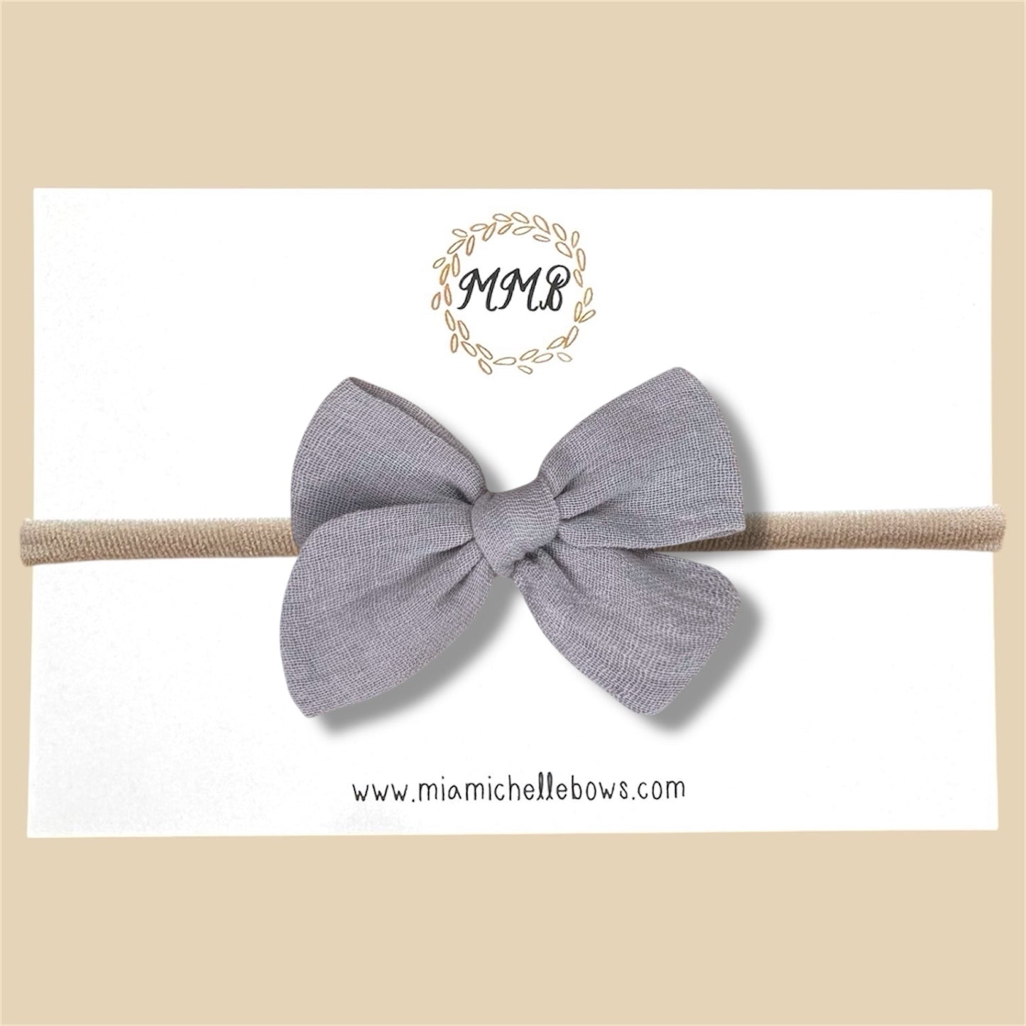 Hand-tied Gauze Bow in Gray