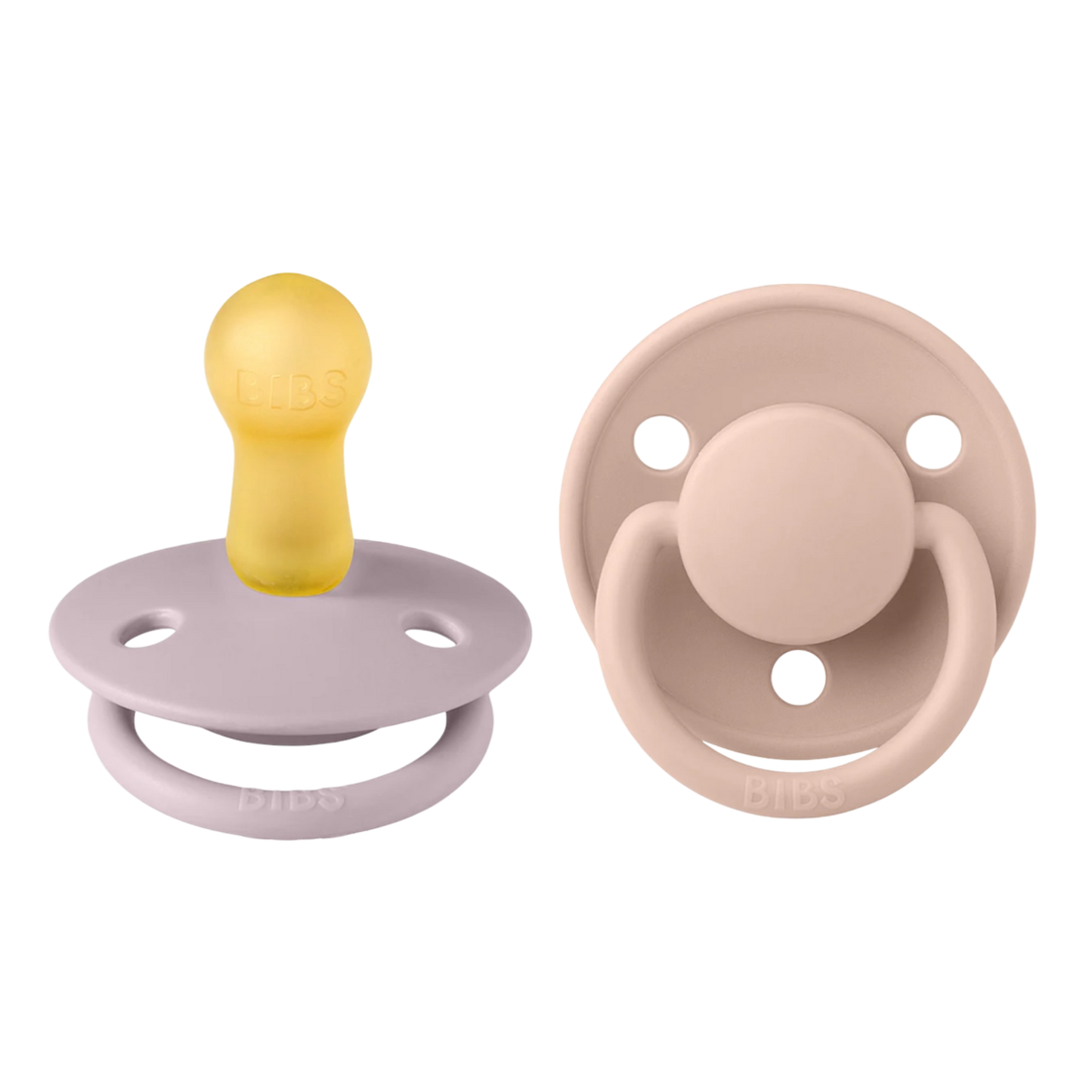 Bibs De Lux Rubber Pacifier 2 Pack- Dusky Lilac/ Blush
