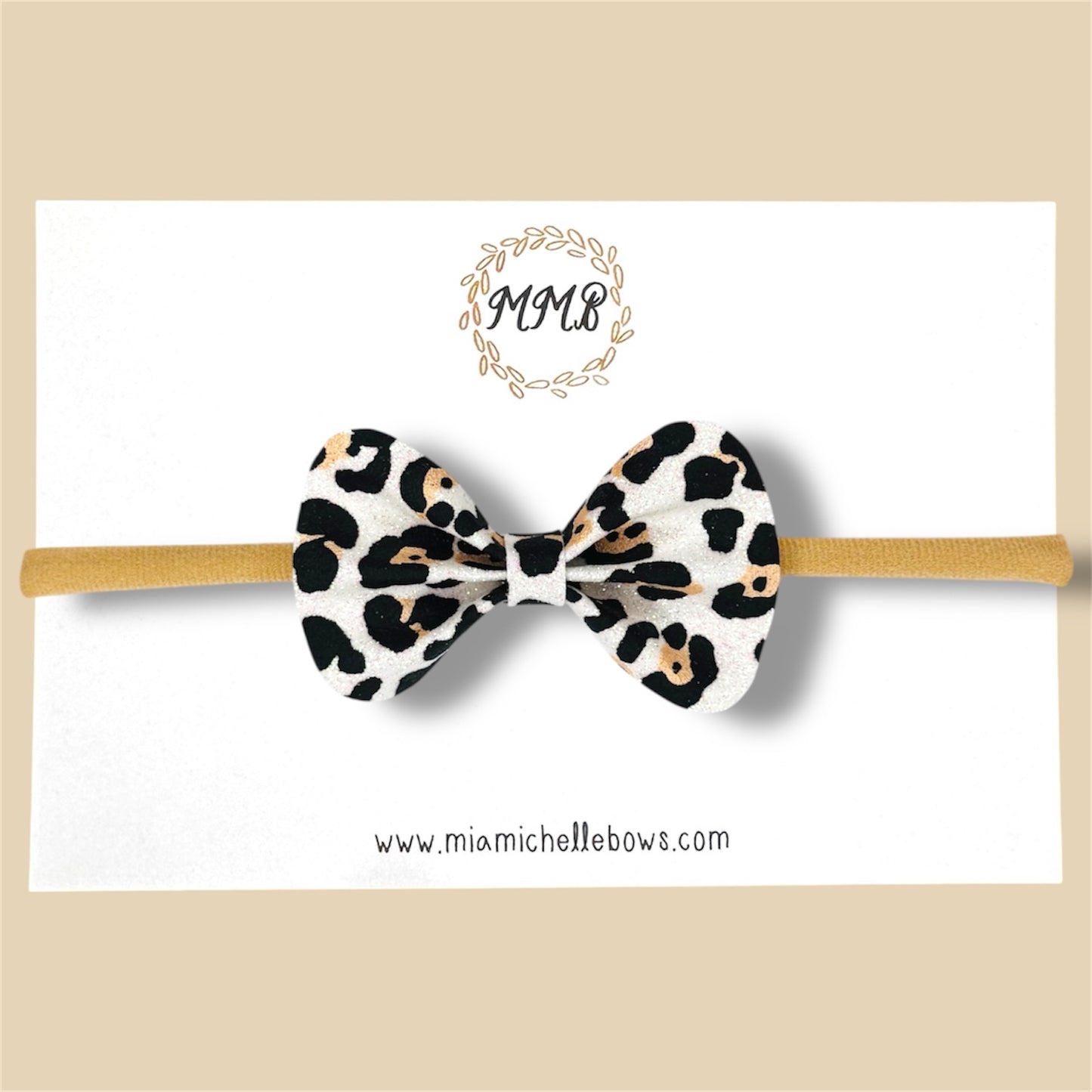 White Leopard Glitter Bow