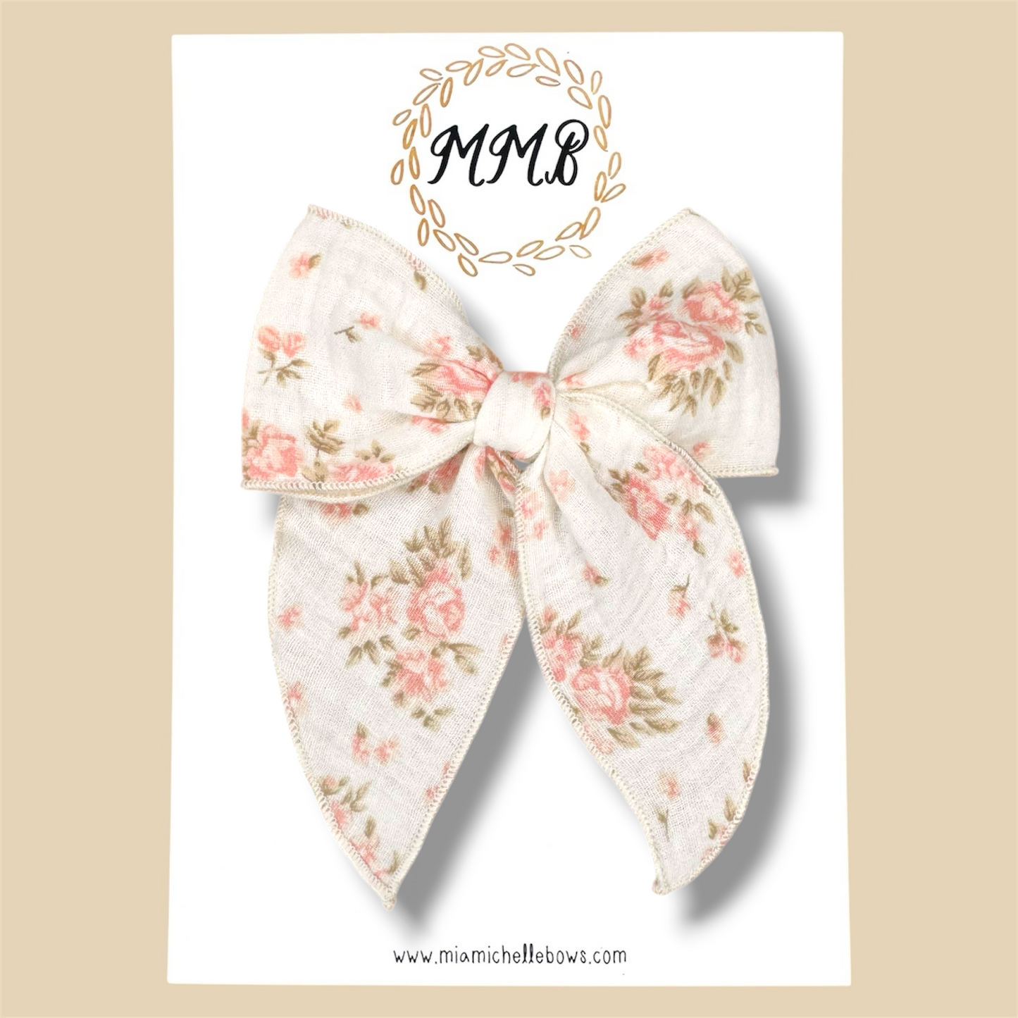 Rose Gauze Floral Fairytale Bow