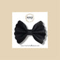 Black Flutter Genuine Leather Bow