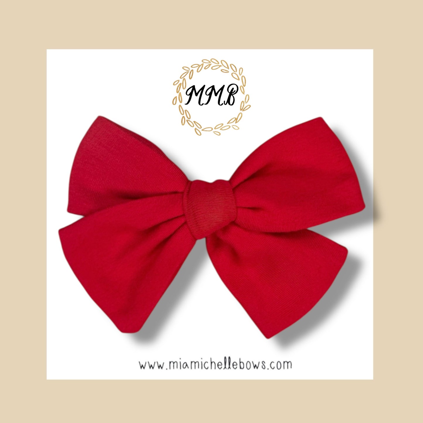 Red Jumbo Stretch Knit Hand Tied Bow