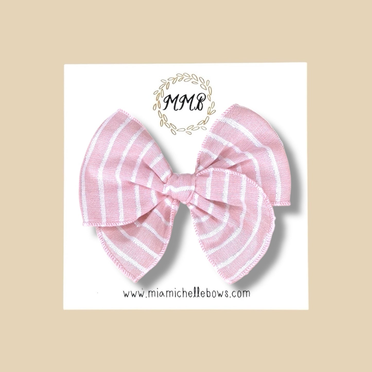 Pink & Silver Stripe Fairytale Bow