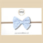 Hand-tied Light Blue Striped Bow