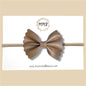Tan Scalloped Vegan Leather Bow