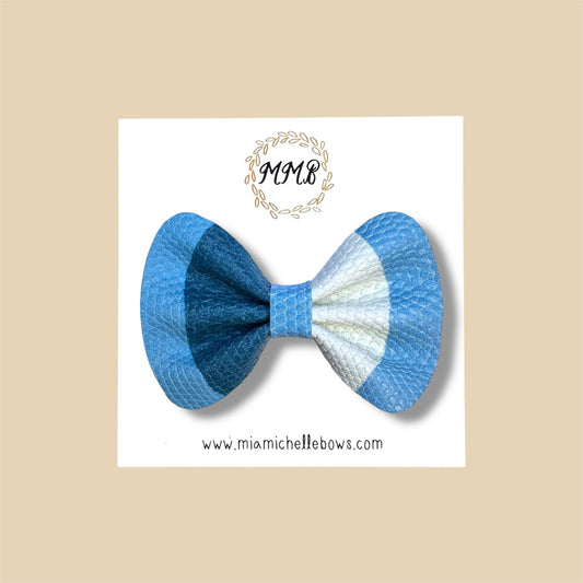 Blue Color-block Genuine Leather Bow