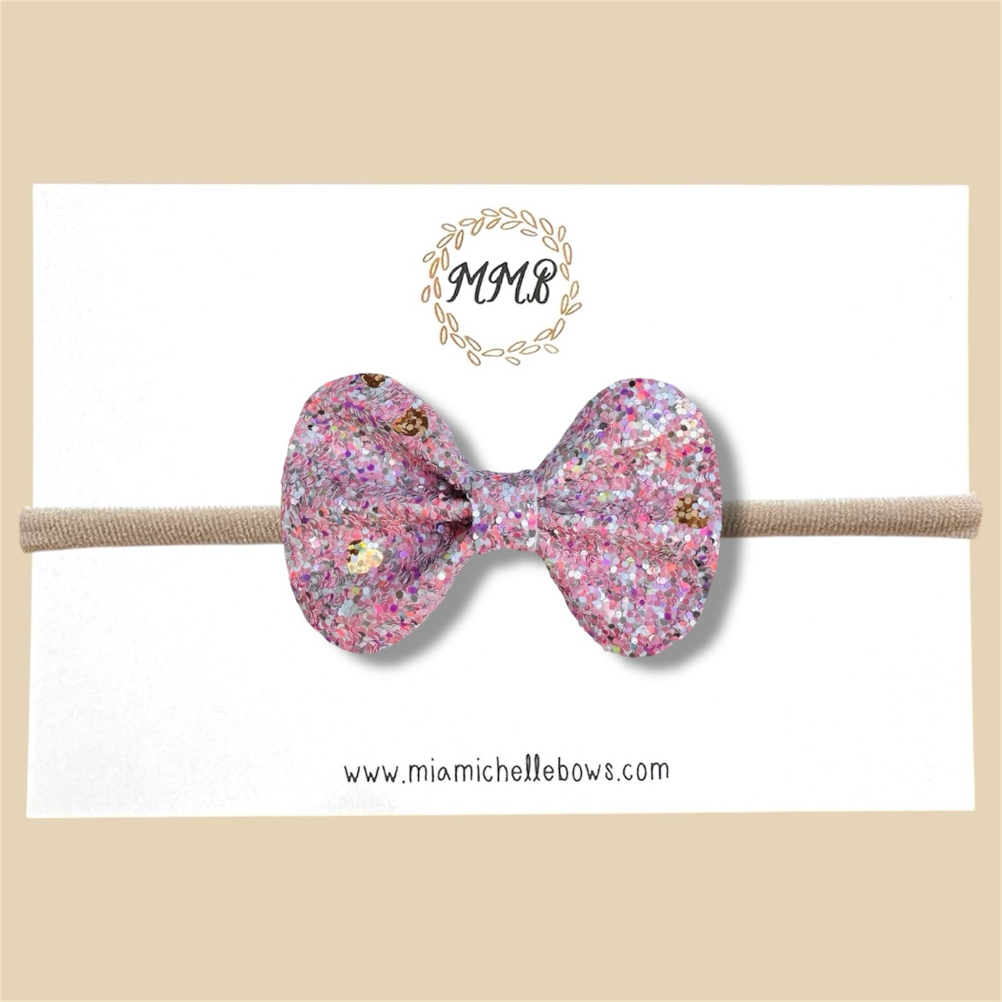 Confetti Heart Pink Glitter Bow