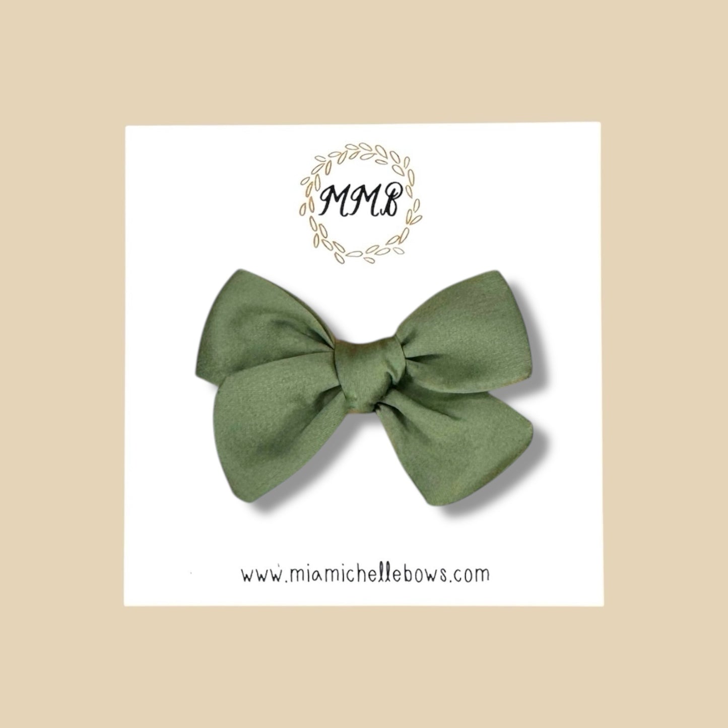 Hand Tied Green Satin Bow