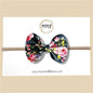 Black Rose Floral Vegan Leather Bow