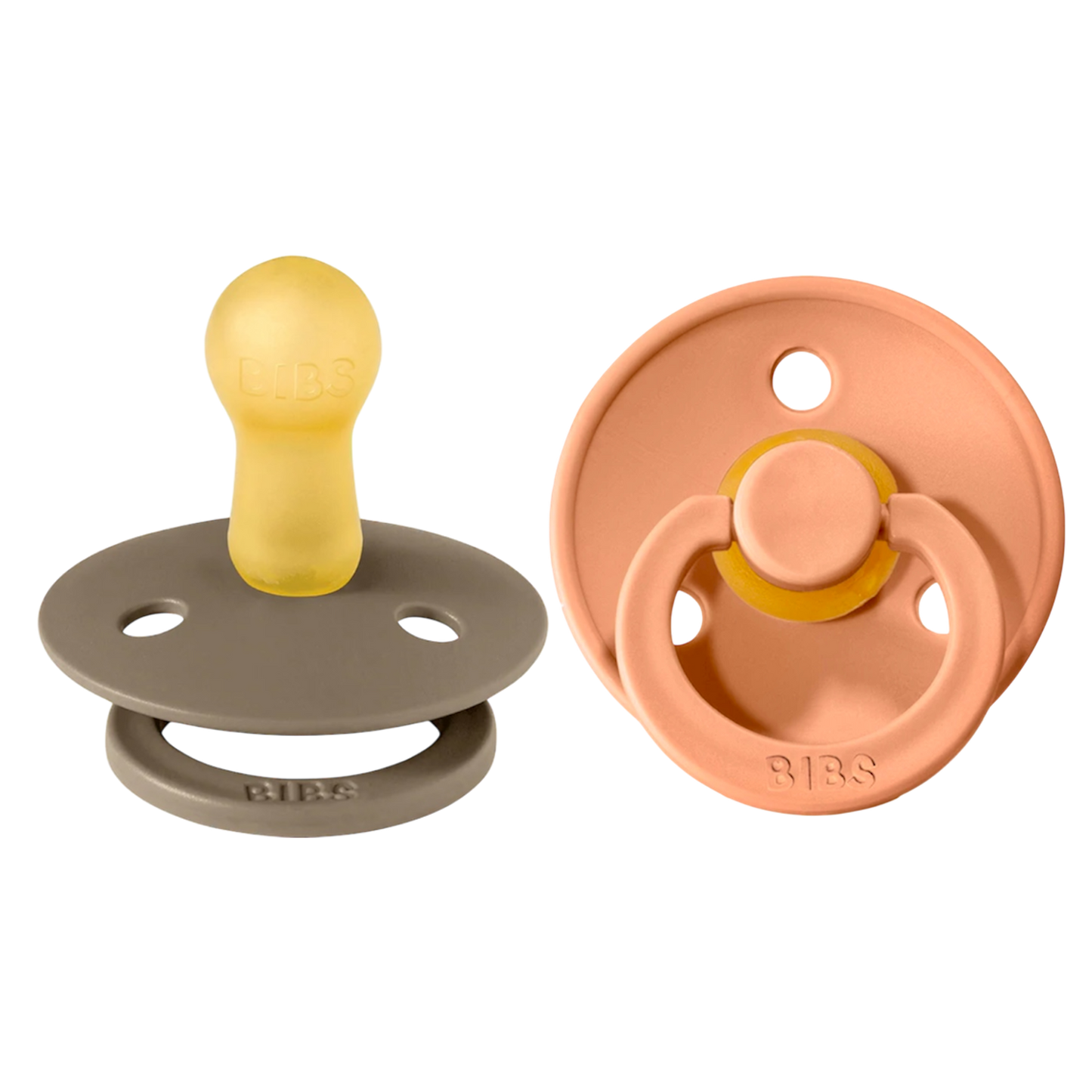 Bibs Colour Pacifier 2 Pack—Dark Oak & Peach