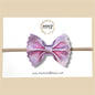 Pink Metallic Scalloped Genuine Leather Bow