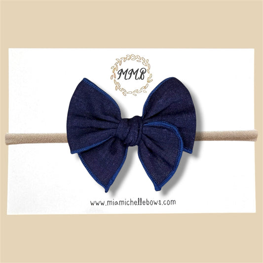 Navy Blue Denim Fairytale Bow