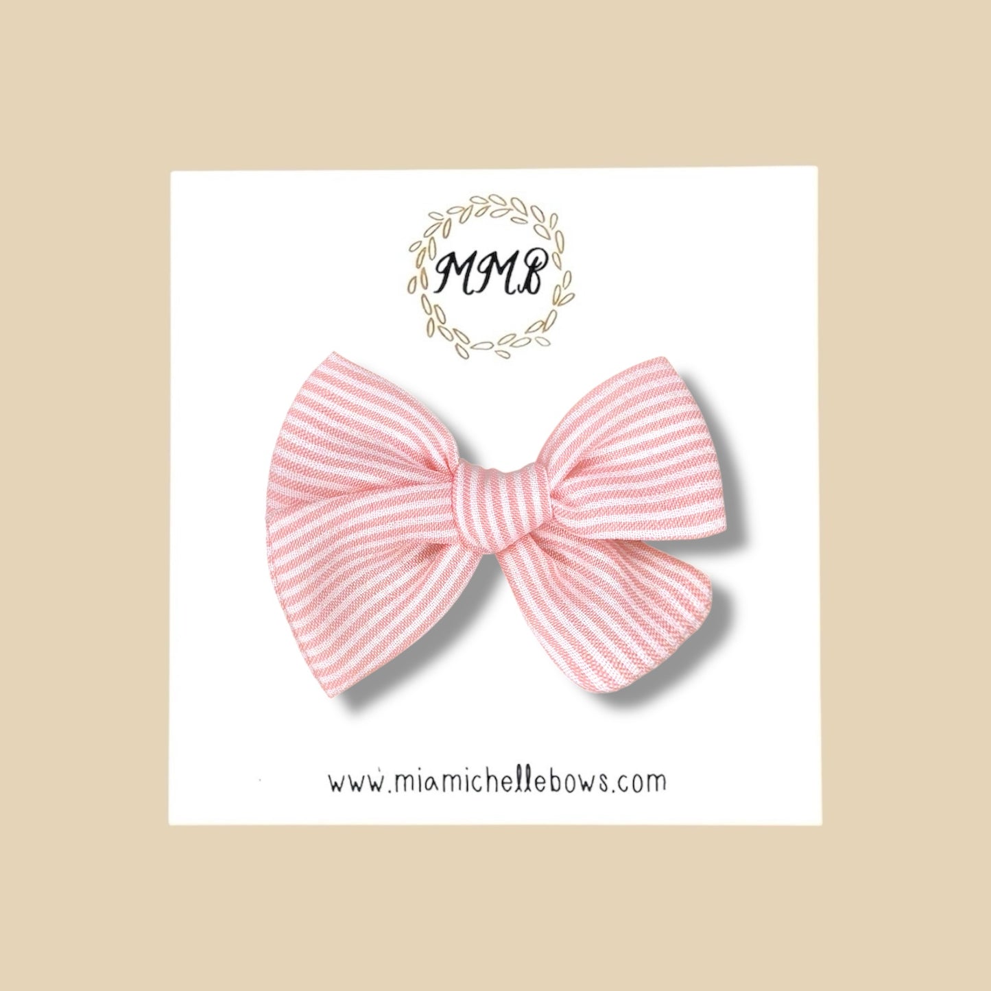 Hand-tied Pink Chiffon Striped Bow