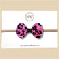 Pink Furry Leopard Vegan Leather Bow