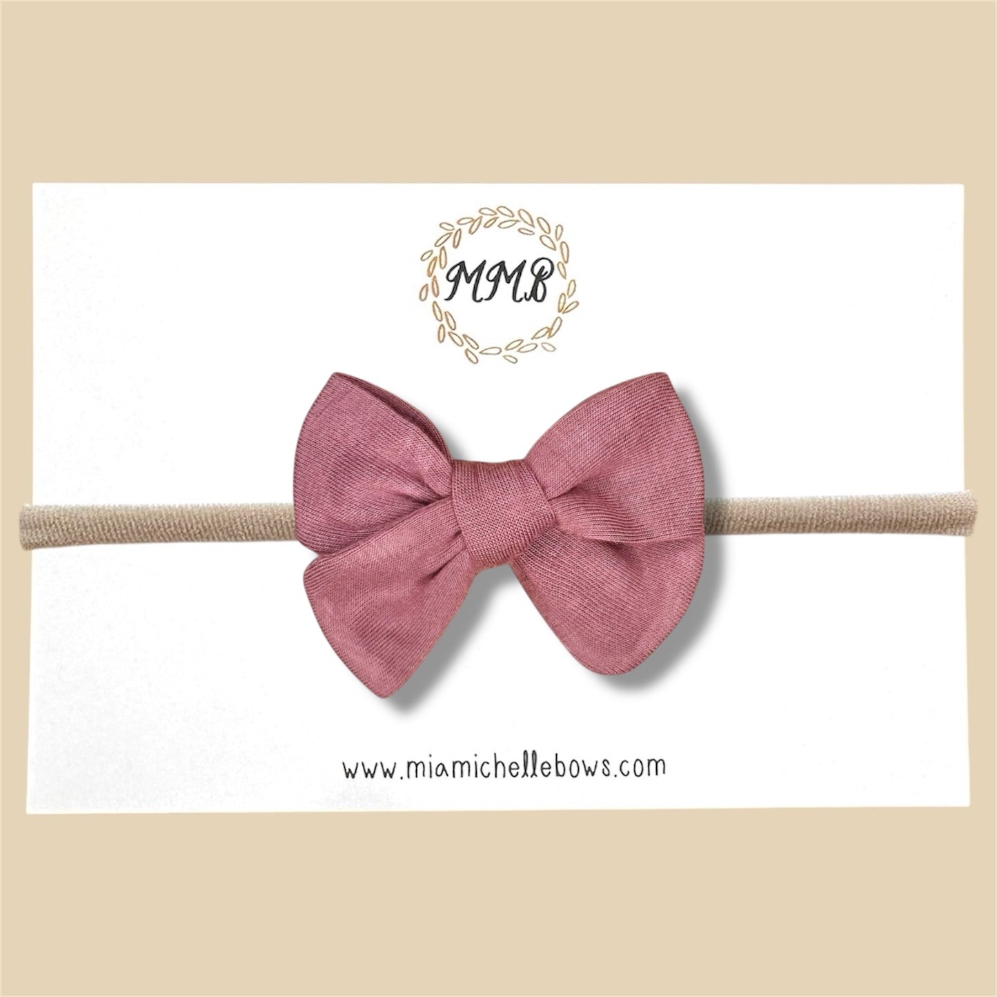 Mauve Stretch Knit Hand Tied Bow