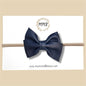 Dark Navy Pinwheel Genuine Leather Bow