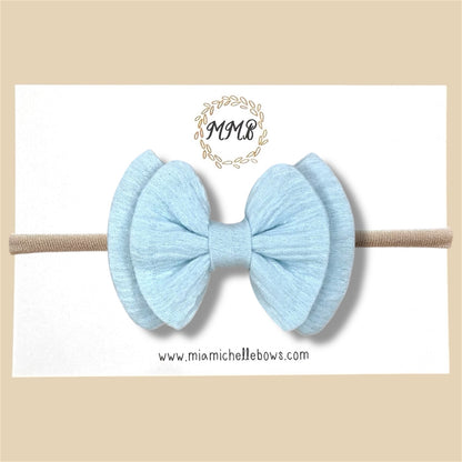 Double Layer Gauze Bow in Sky Blue