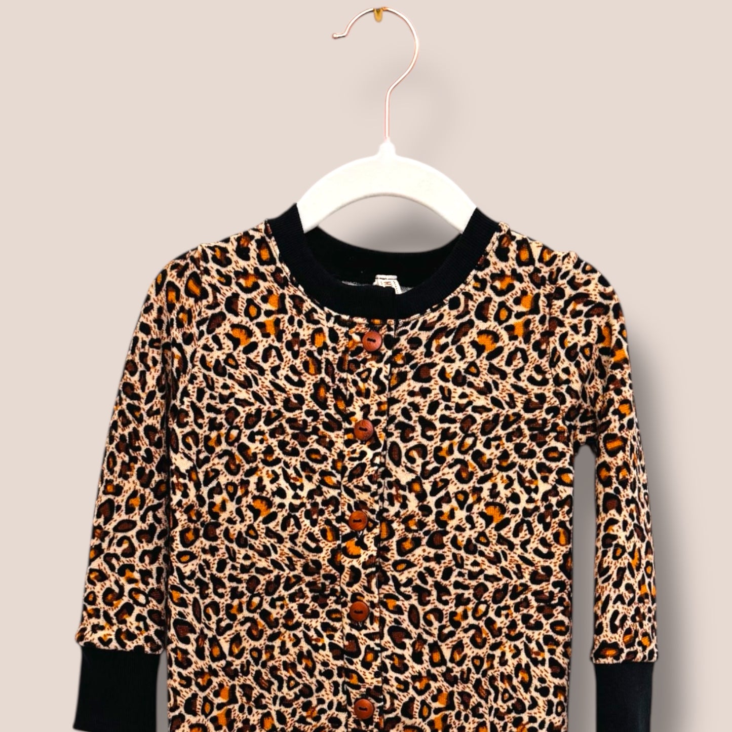 Handmade Cheetah Button Down Sleeper with Matching Bow 18m