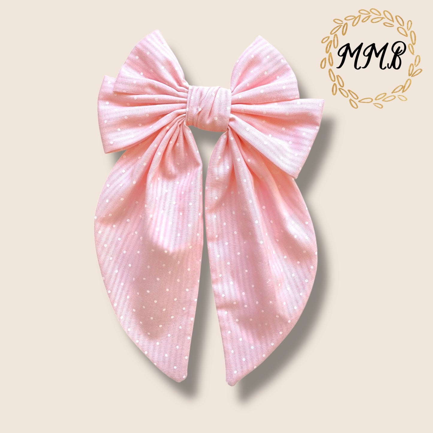 Pink Polkadot Stripe Luxe Bow