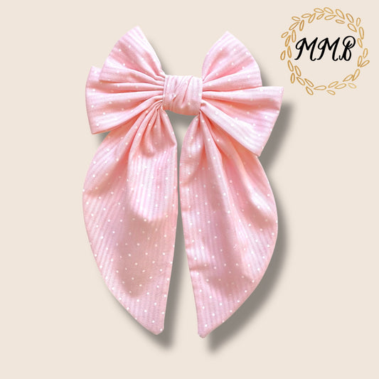 Pink Polkadot Stripe Luxe Bow