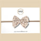 Tan Leopard Stretch Knit Hand Tied Bow