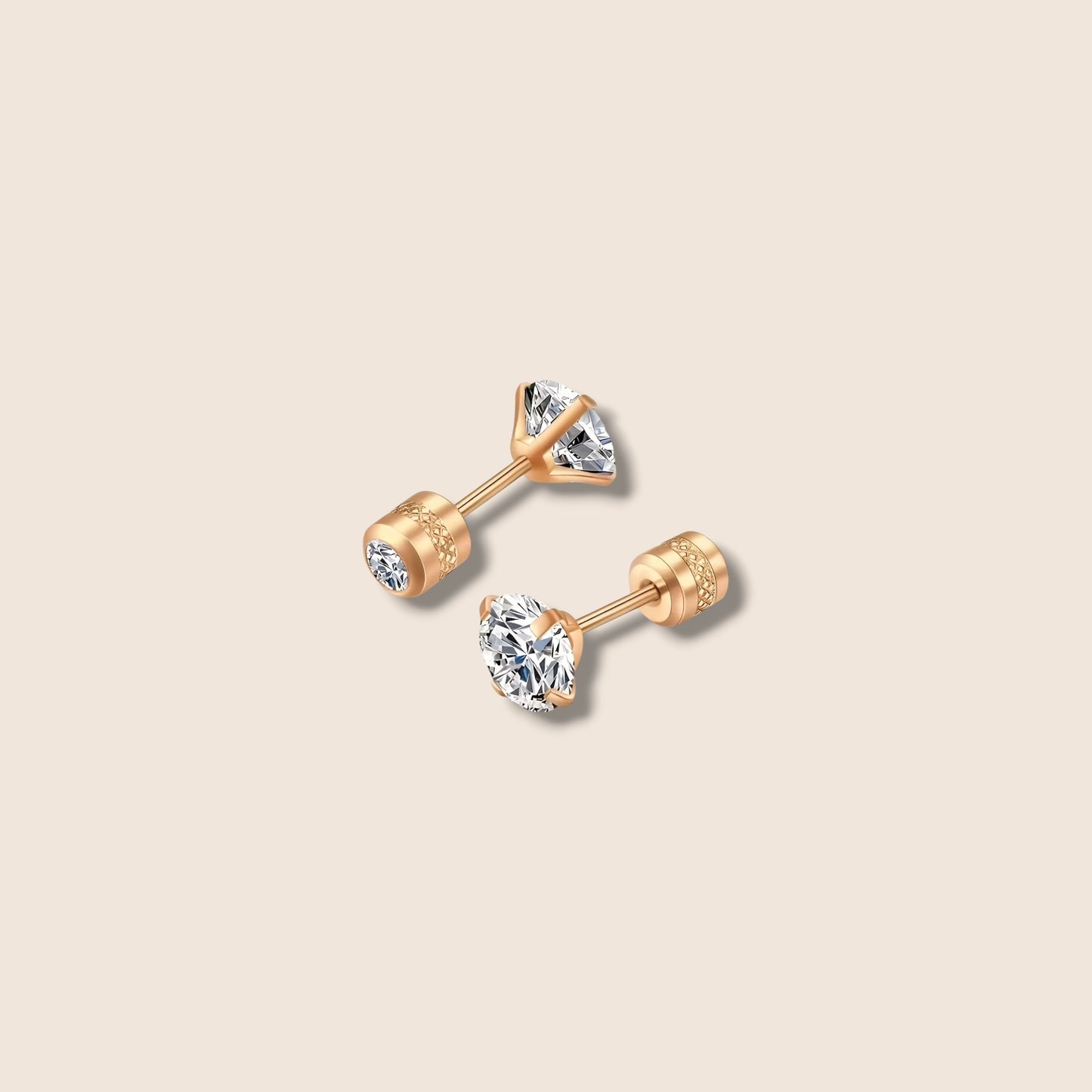 8 mm Double Sided CZ Screw Back Stud Earrings