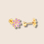 Gold Enamel Flower Screw Back Studs