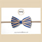 Blue Striped Slim Line Genuine Leather Bow