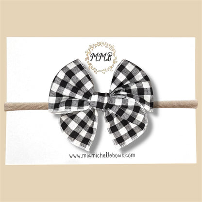 Black Gingham Fairytale Bow