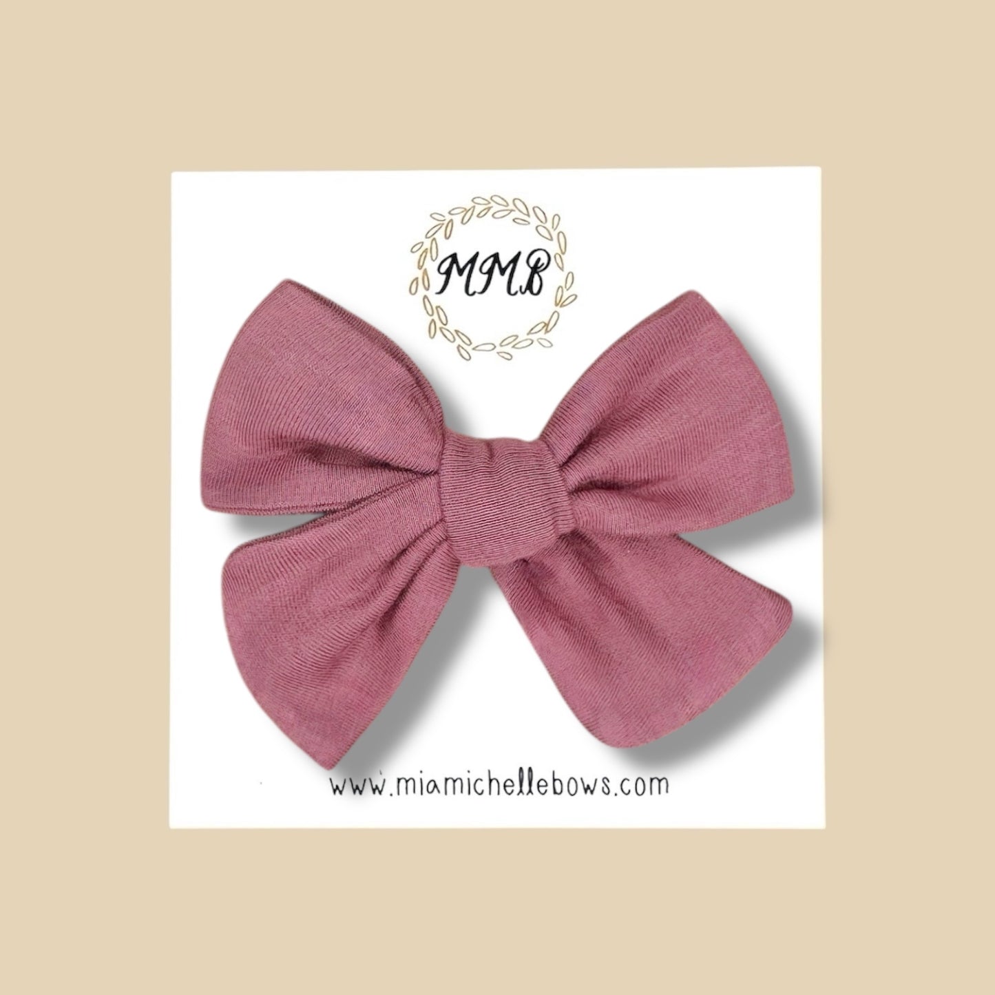 Mauve Stretch Knit Hand Tied Bow